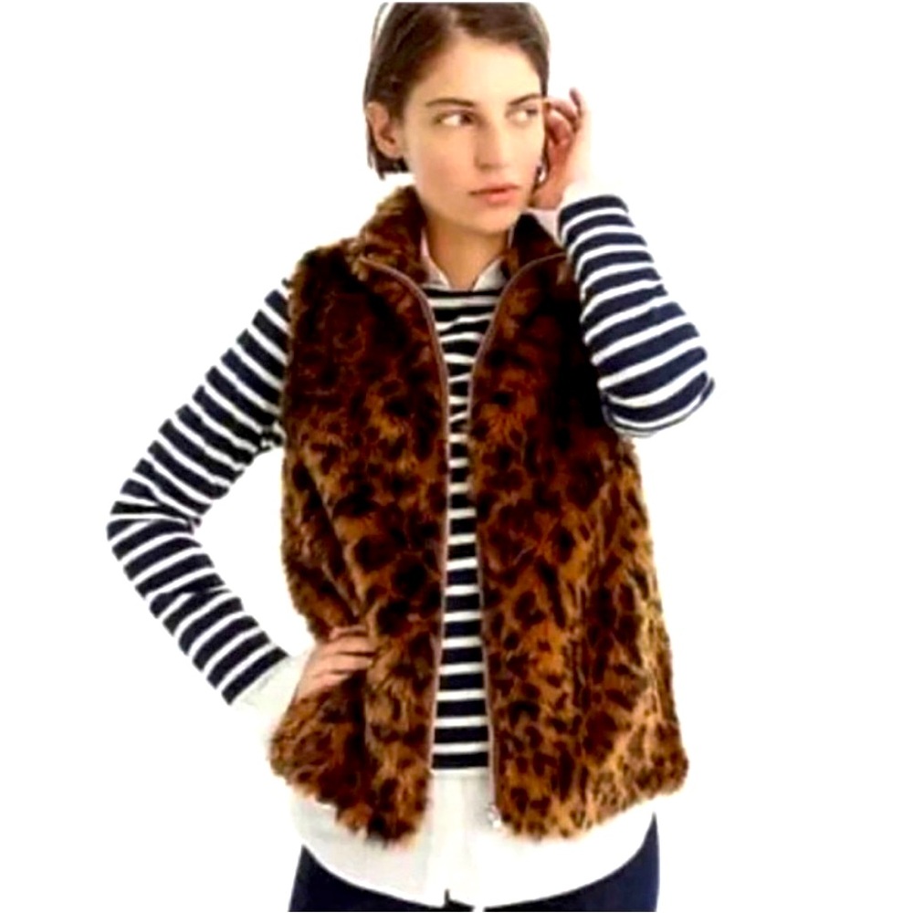 JCrew leopard fur vest